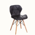 PU cover plastic dining chair Wooden leg chair